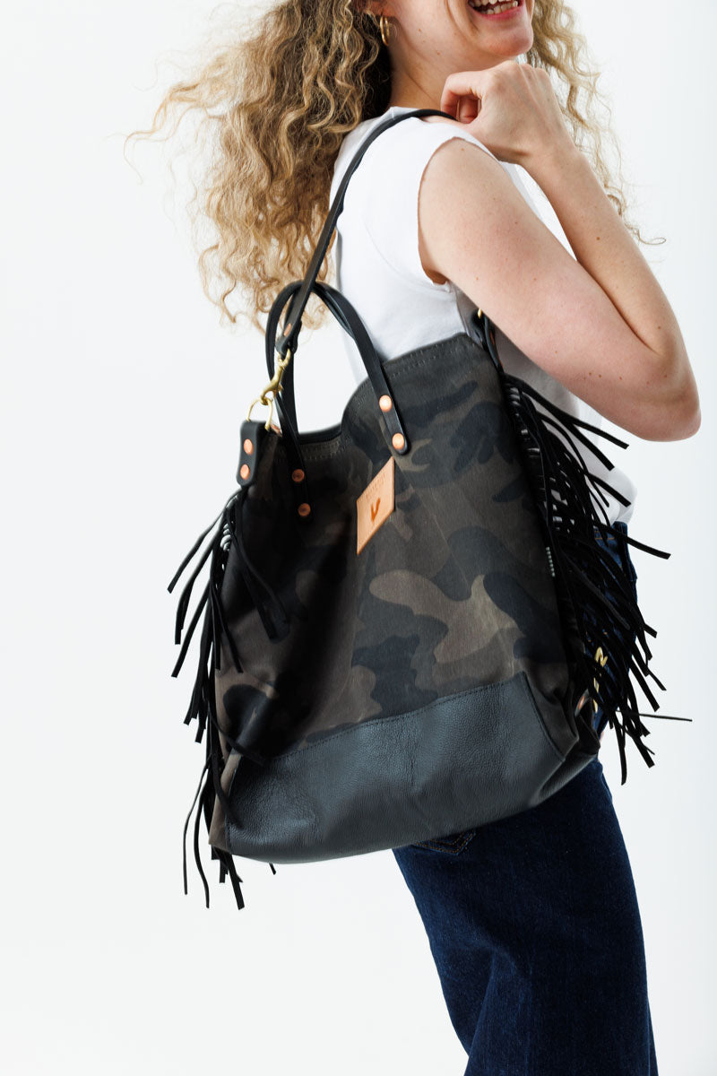 Graphite Camouflage Wax Canvas Backpack
