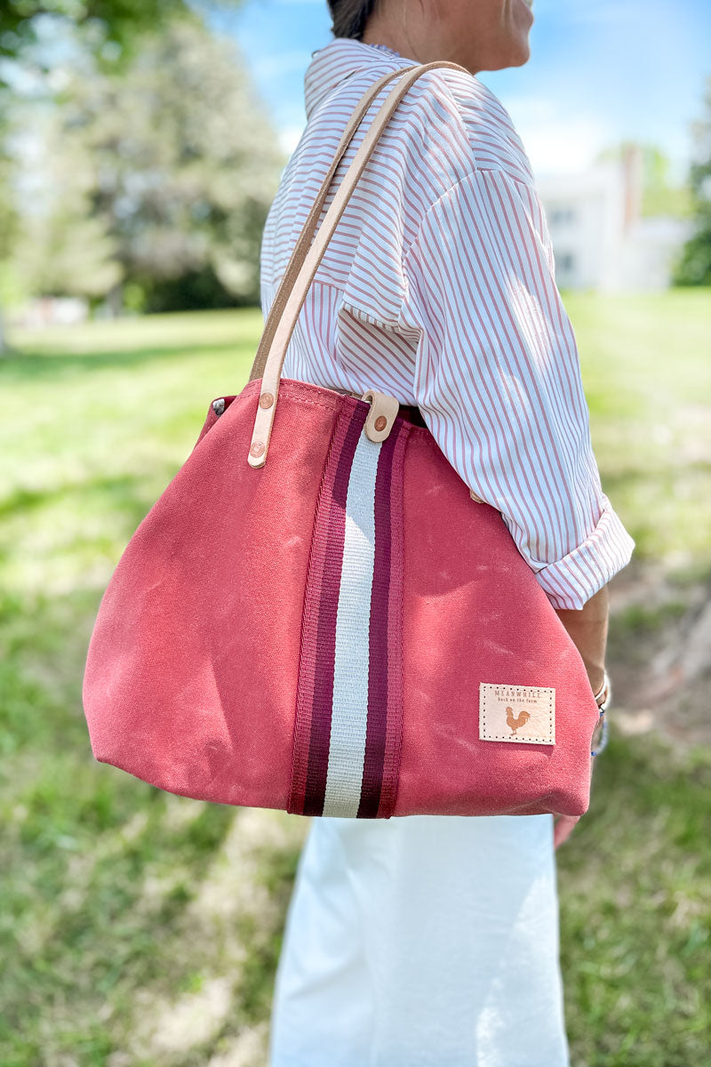Limited Edition* Nantucket Waxed Canvas Perfect Tote with Maroon Webbi