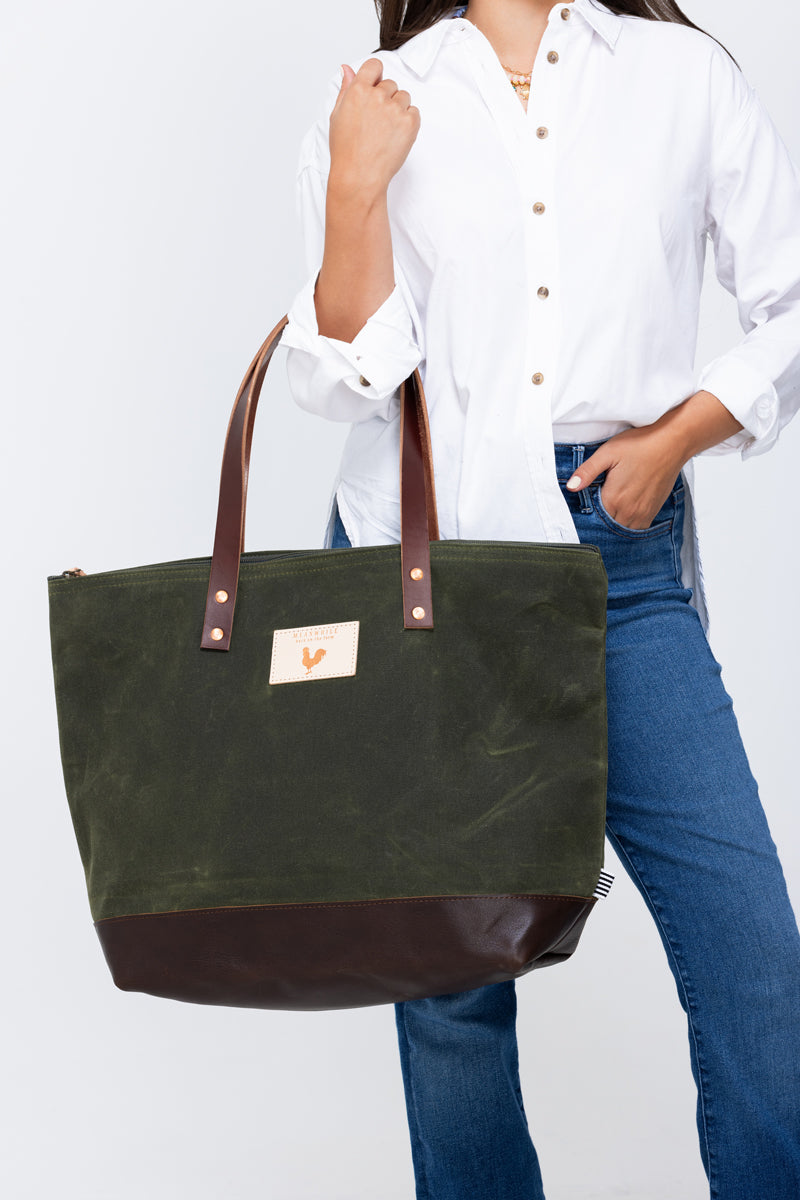 Olive Waxed Canvas Adventure Tote