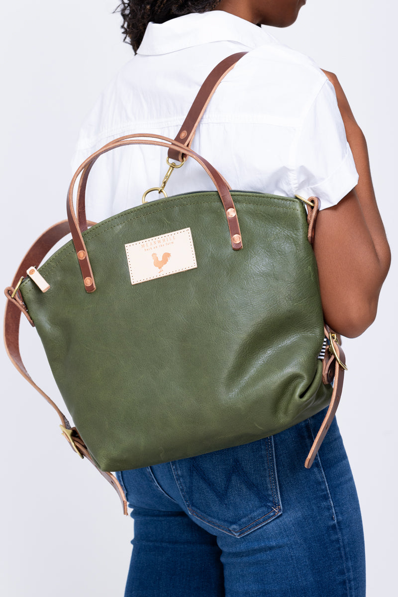 Hunting World green canvas and leather outlet tote bag