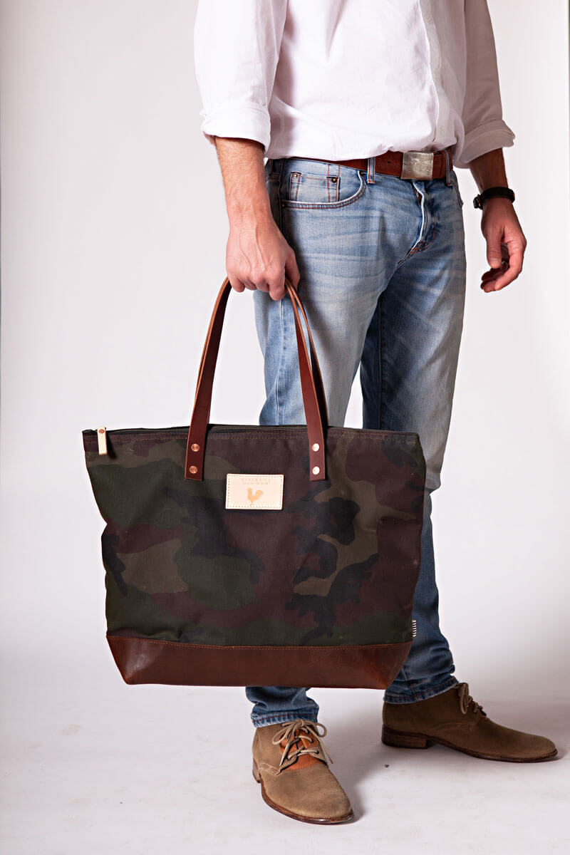 Graphite Camouflage Waxed Canvas Small Tote | Meanwhile Back on The Farm
