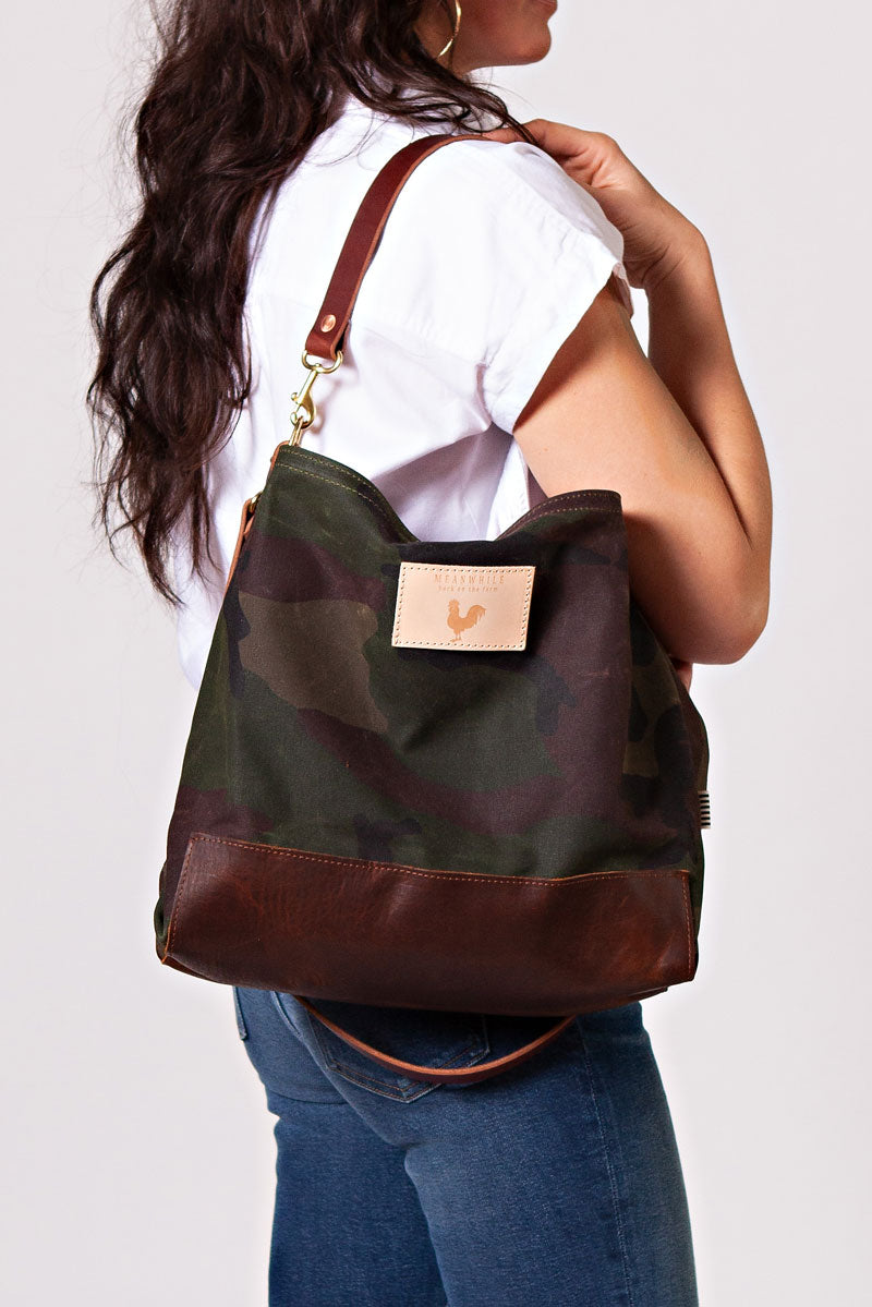 Graphite Camouflage Waxed Canvas Small Tote | Meanwhile Back on The Farm