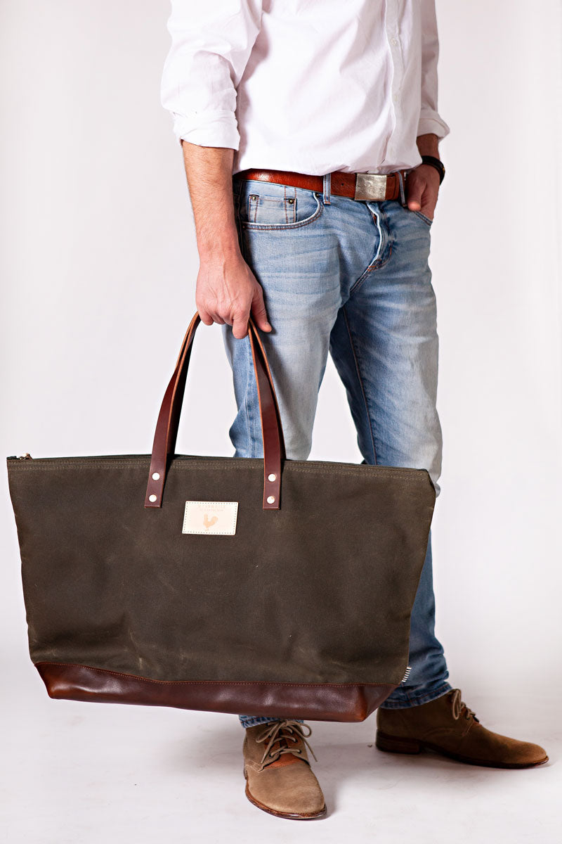 Personalized Full Grain Leather Canvas Messenger Bag Mens Waxed