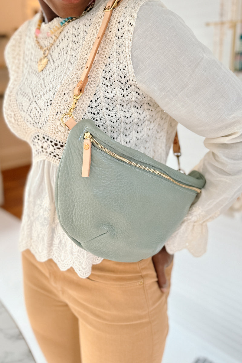 Seafoam Leather Fanny Bag