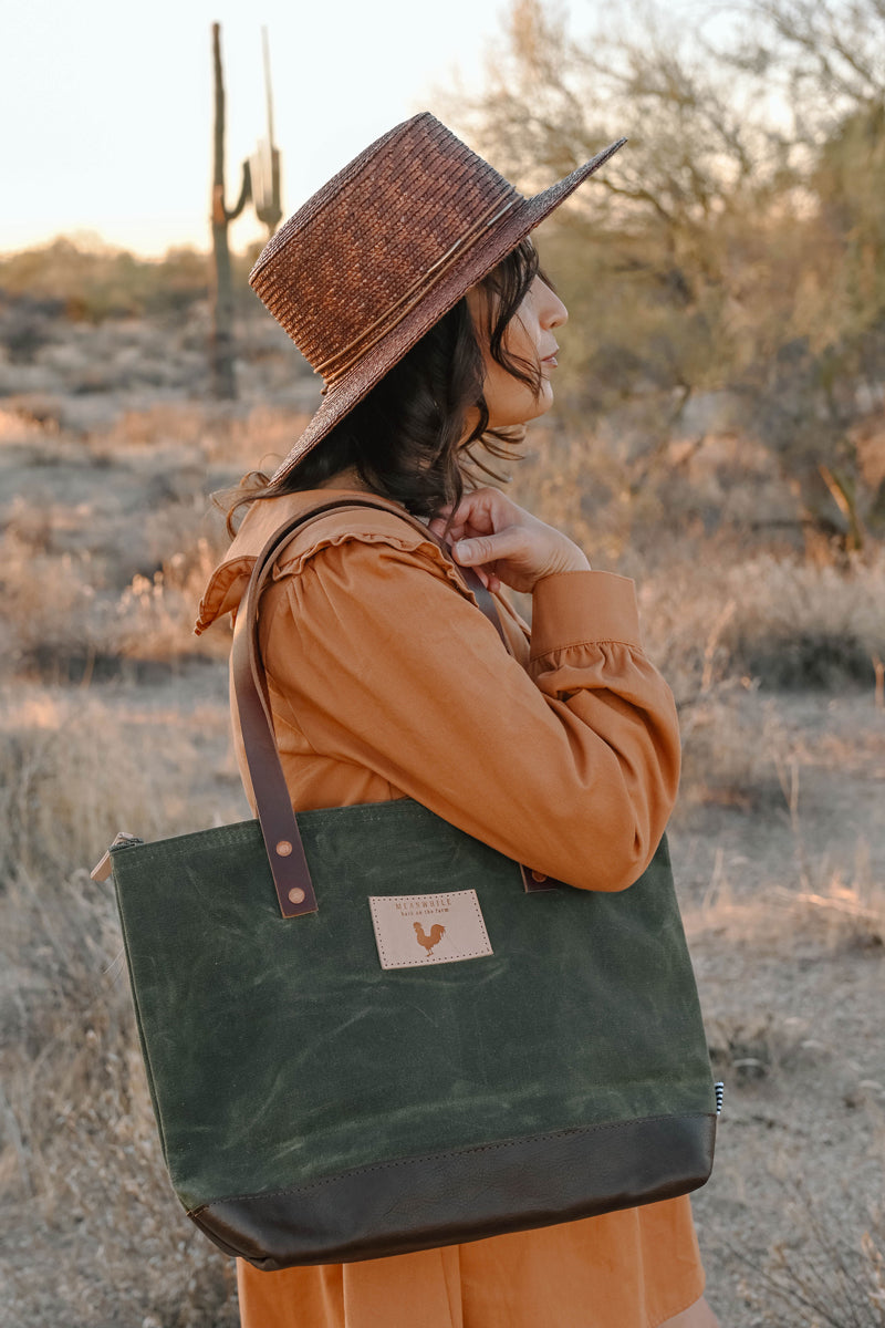 Olive Waxed Canvas Day Tote