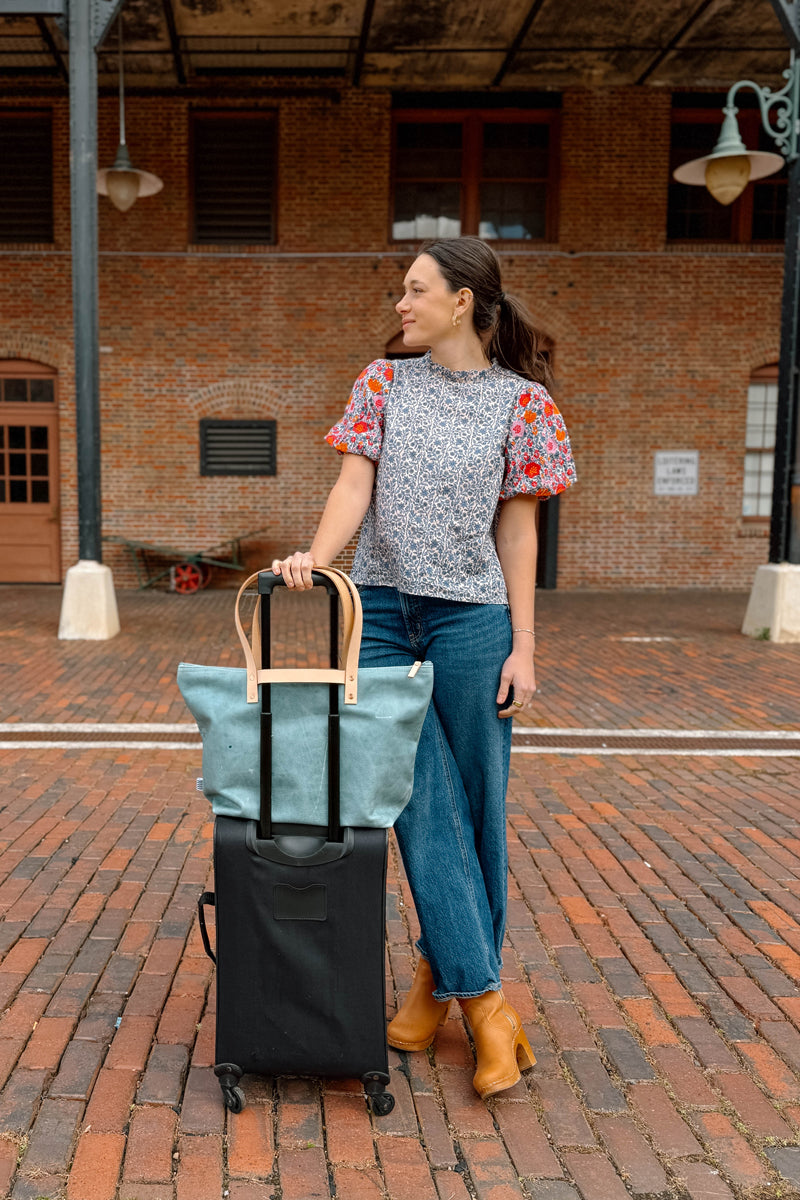 Limited Edition* Dusty Blue Leather Travel Tote