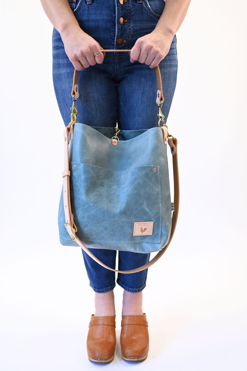 ARCHIVE - Dusty Blue Leather Carryall & Crossbody