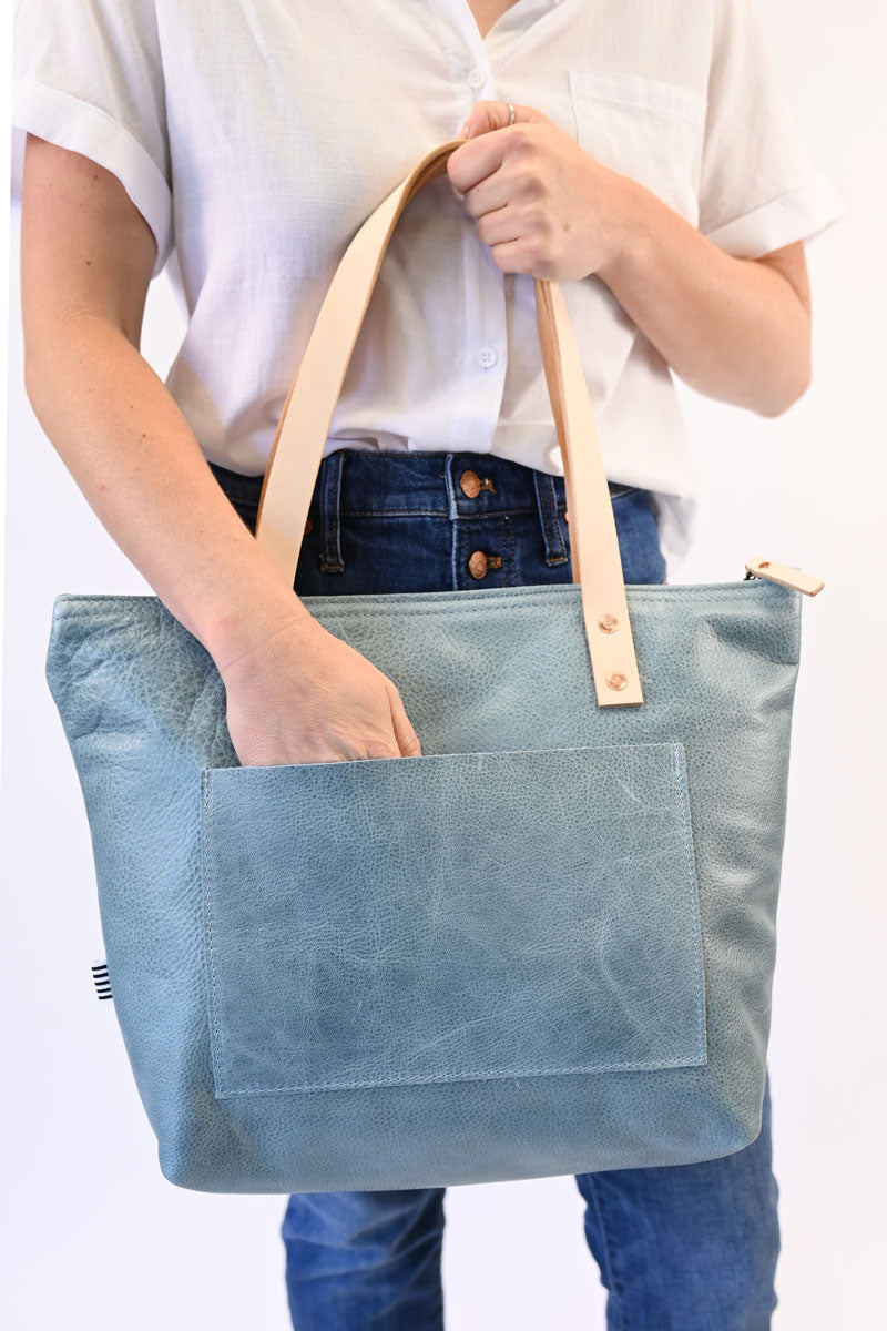 ARCHIVE - Dusty Blue Leather Day tote