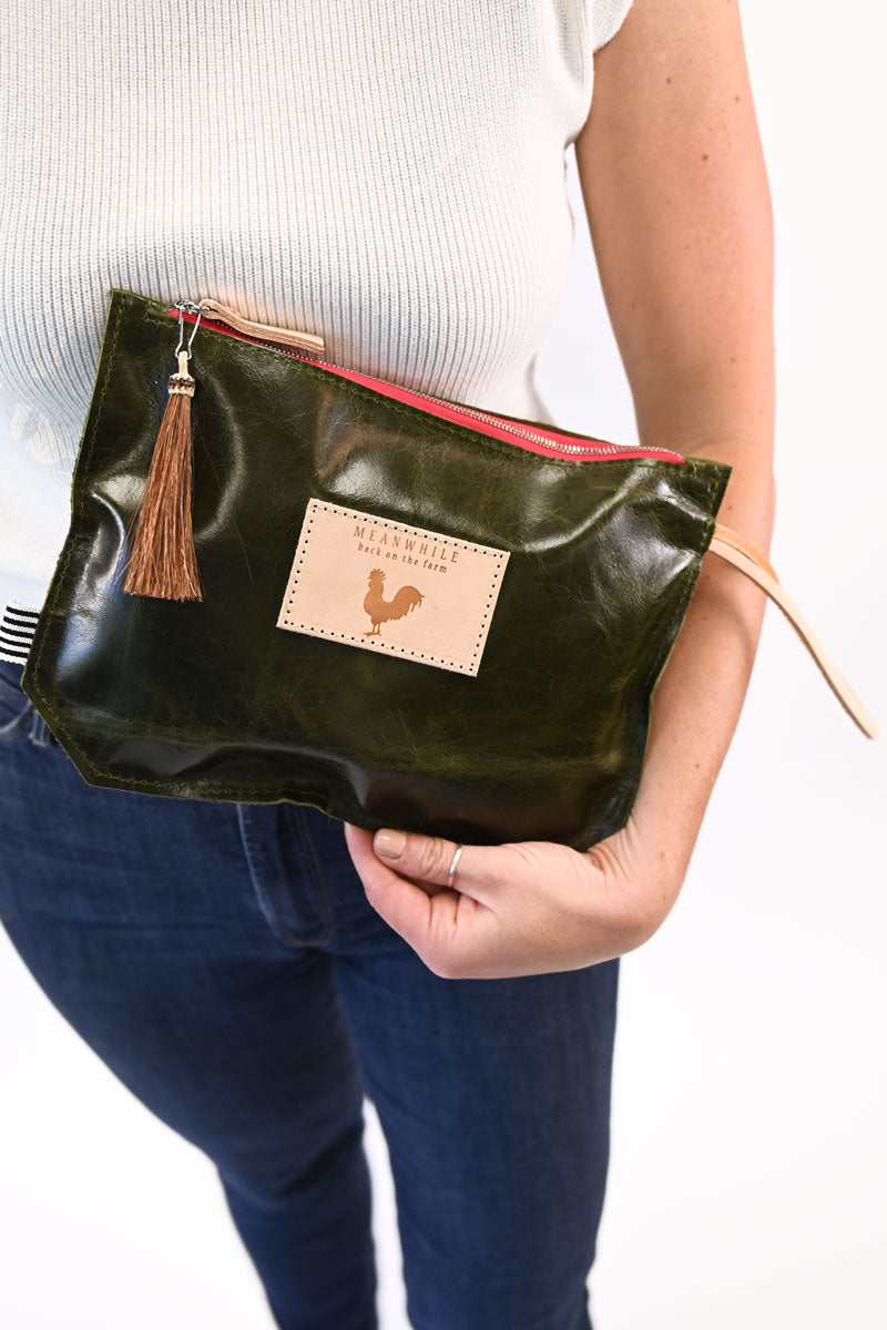 ARCHIVE - Dark Green Leather Wristlet