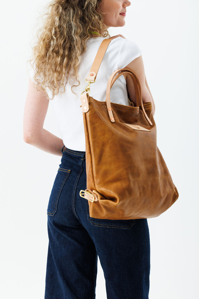 Tan Leather Tote Bag