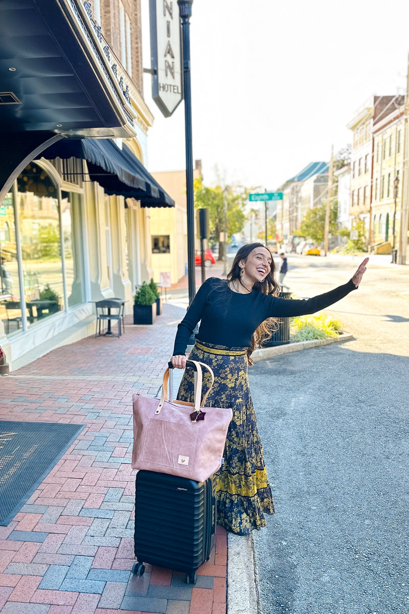 Rose Leather Travel Tote