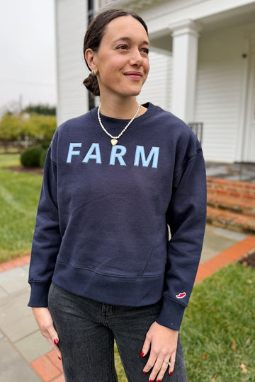 FARM Two Tone Navy & Ice Blue Boxy Crew Sweatshirt