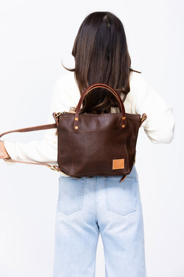 Limited Edition Mocha Tuscan Leather Small Tote Backpack