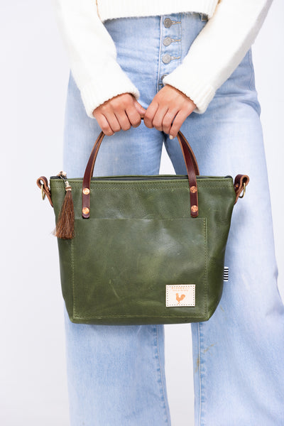 Baggu Hunter Green Shopper hotsell Milled Leather Tote Bag