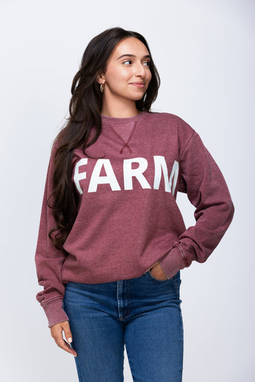 FARM Maroon Unisex Weathered Sweatshirt