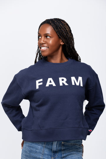 FARM Navy Boxy Crew Sweatshirt