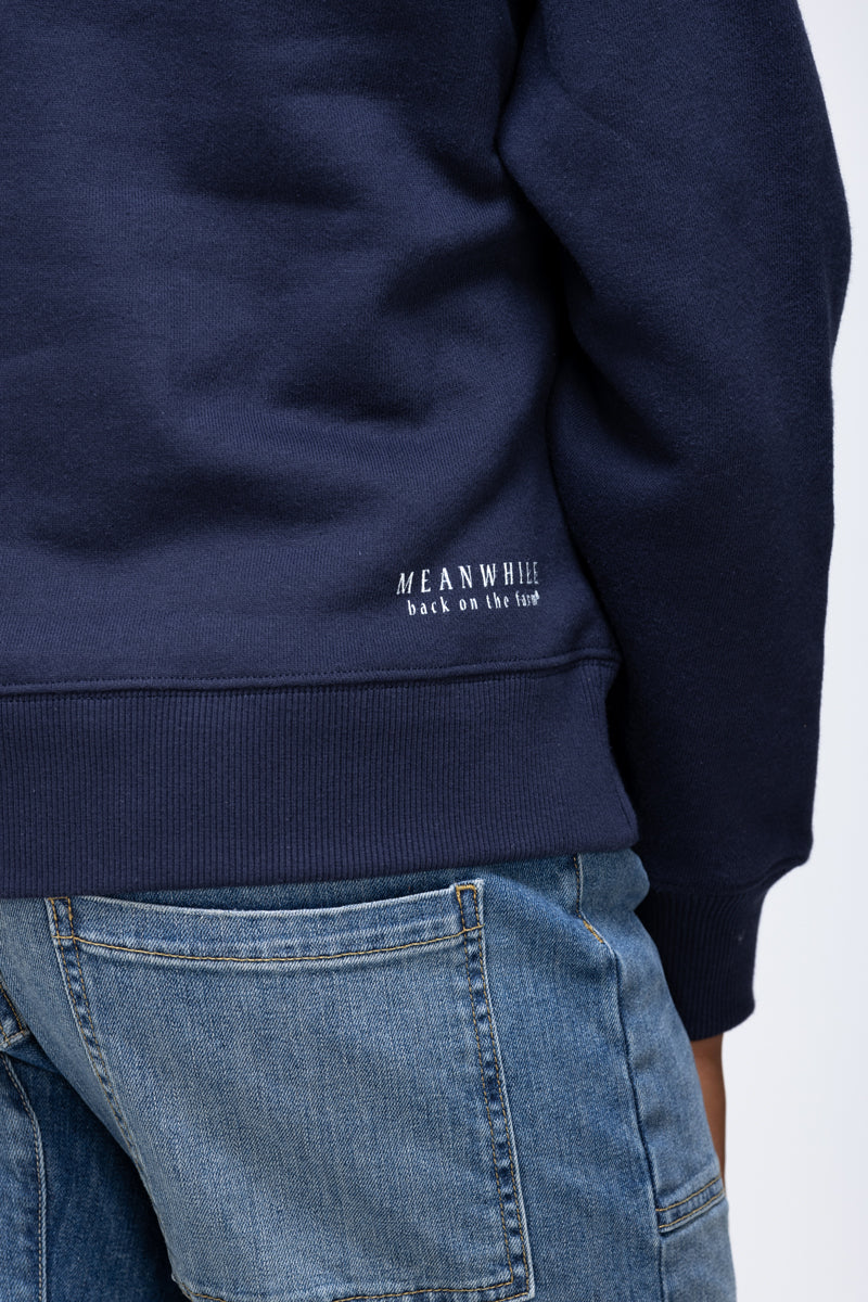 FARM Navy Boxy Crew Sweatshirt