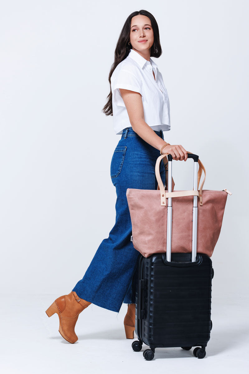 Rose Leather Travel Tote