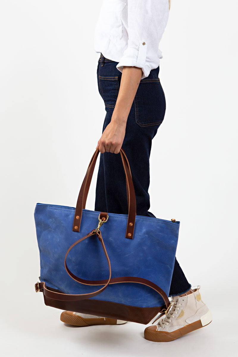 Royal Blue Wax Canvas Adventure Tote Meanwhile in Lynchburg