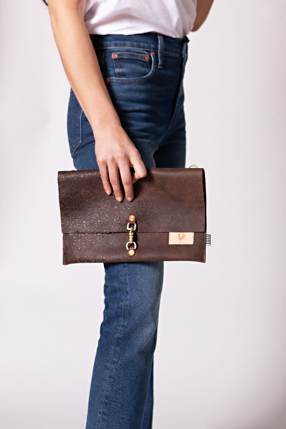Mulberry Convertible Fold Over Brown Clutch / Crossbody Bag