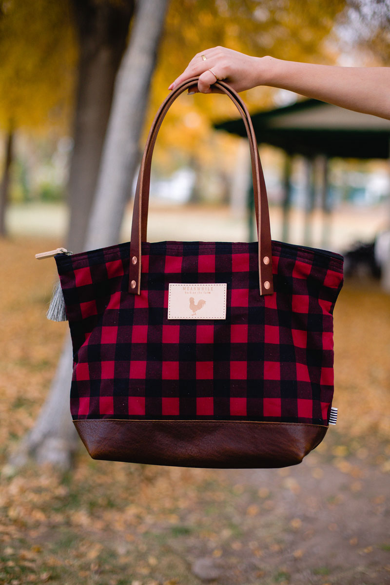 Buffalo Check Waxed Canvas Day Tote